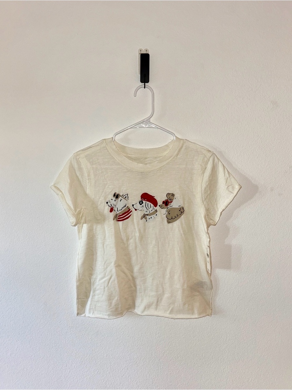 Cream Graphic Tee with Dogs